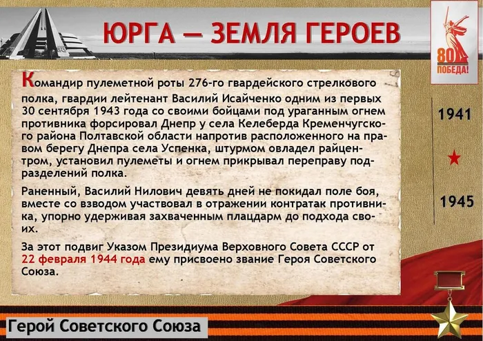 «Юрга – земля Героев»: Исайченко Василий Нилович