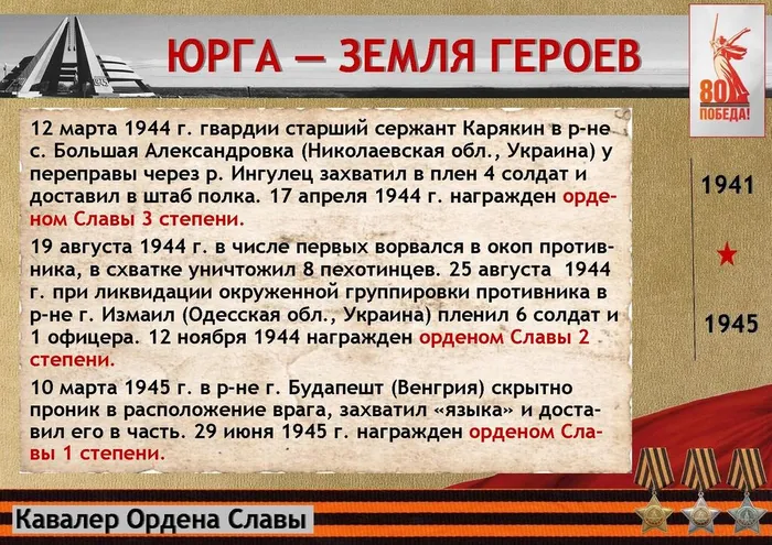 «Юрга – земля Героев» Карякин П.А.
