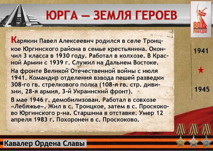 «Юрга – земля Героев» Карякин П.А.