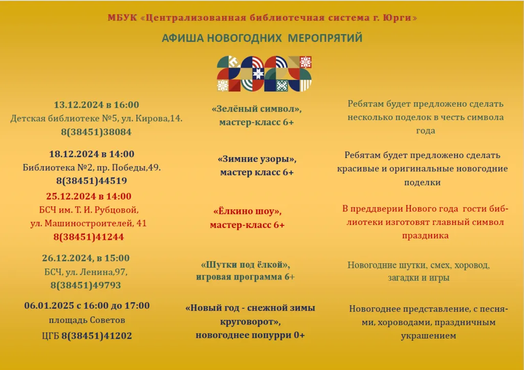 Афиша новогодних мероприятий